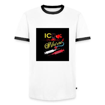 Nurse Injection Design - Men's Ringer Shirt - white/black - Front - AI Model Female 172 light (172cm) & AI Model Male 178 dark (178cm)