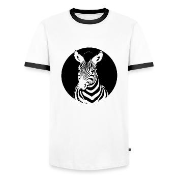 Fun Zebra Cartoon Funny Nature Animal Safari 15 - Men's Ringer Shirt - white/black - Front - AI Model Female 172 light (172cm) & AI Model Male 178 dark (178cm)