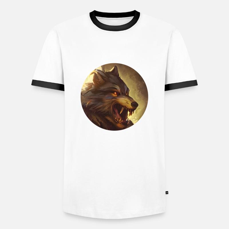 Werwolf - Männer Kontrast-T-Shirt - Weiß/Schwarz