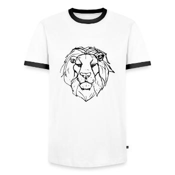 Sketch Lion's Head Gift - Men's Ringer Shirt - white/black - Front - AI Model Female 172 light (172cm) & AI Model Male 178 dark (178cm)
