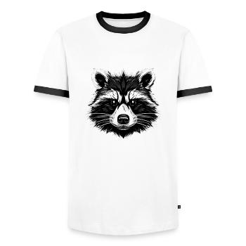 Raton laveur fantôme - T-shirt contrasté Homme - blanc/noir - Devant - AI Model Female 172 light (172cm) & AI Model Male 178 dark (178cm)