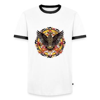 Aigle Allemand - T-shirt contrasté Homme - blanc/noir - Devant - AI Model Female 172 light (172cm) & AI Model Male 178 dark (178cm)