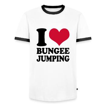 I Love Bungee Jumping - Men's Ringer Shirt - white/black - Front - AI Model Female 172 light (172cm) & AI Model Male 178 dark (178cm)