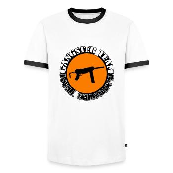 Gangster Team Gun 002 - T-shirt contrasté Homme - blanc/noir - Devant - AI Model Female 172 light (172cm) & AI Model Male 178 dark (178cm)