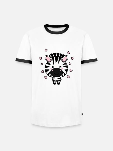 Süßes Zebra mit Herzchen - Männer Kontrast-T-Shirt - Weiß/Schwarz