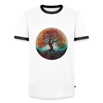 Tree of life Lebensbaum Natur Design Mystik Leben - Männer Kontrast-T-Shirt - Weiß/Schwarz - Vorne - AI Model Female 172 light (172cm) & AI Model Male 178 dark (178cm)