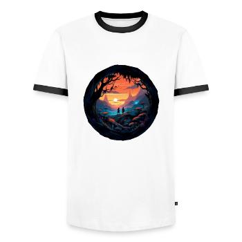 Voyage magique - T-shirt contrasté Homme - blanc/noir - Devant - AI Model Female 172 light (172cm) & AI Model Male 178 dark (178cm)