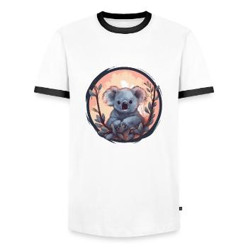 Koala mignon - T-shirt contrasté Homme - blanc/noir - Devant - AI Model Female 172 light (172cm) & AI Model Male 178 dark (178cm)