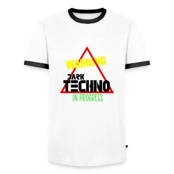 Dark techno in progress - Men's Ringer Shirt - white/black - Front - AI Model Female 172 light (172cm) & AI Model Male 178 dark (178cm)