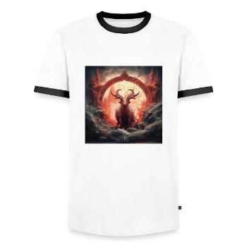 Hirsch - Männer Kontrast-T-Shirt - Weiß/Schwarz - Vorne - AI Model Female 172 light (172cm) & AI Model Male 178 dark (178cm)