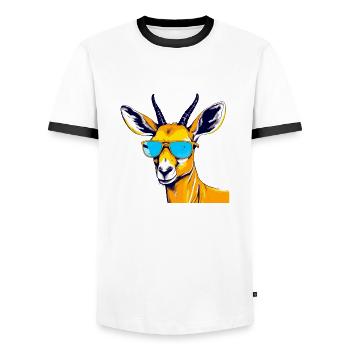 Loka the impala - Men's Ringer Shirt - white/black - Front - AI Model Female 172 light (172cm) & AI Model Male 178 dark (178cm)