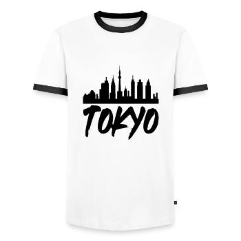 Tokyo Skyline - T-shirt contrasté Homme - blanc/noir - Devant - AI Model Female 172 light (172cm) & AI Model Male 178 dark (178cm)