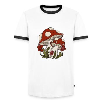 Champignons Plantes Cueilleurs de champignons - T-shirt contrasté Homme - blanc/noir - Devant - AI Model Female 172 light (172cm) & AI Model Male 178 dark (178cm)
