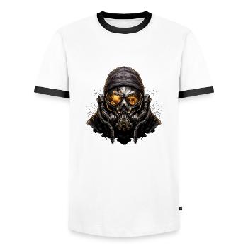 Scénario apocalyptique du masque à gaz - T-shirt contrasté Homme - blanc/noir - Devant - AI Model Female 172 light (172cm) & AI Model Male 178 dark (178cm)