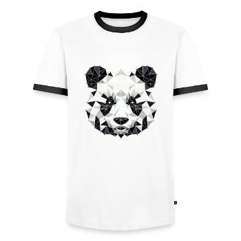 Panda // panda - Männer Kontrast-T-Shirt - Weiß/Schwarz - Vorne - AI Model Female 172 light (172cm) & AI Model Male 178 dark (178cm)