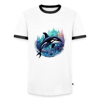 Orque pour les fans d’animaux marins, cadeau de vacances baleine - T-shirt contrasté Homme - blanc/noir - Devant - AI Model Female 172 light (172cm) & AI Model Male 178 dark (178cm)