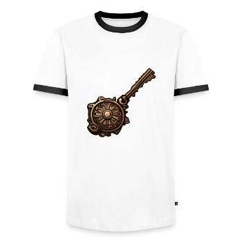 Key / Lock / Locked / Security - Men's Ringer Shirt - white/black - Front - AI Model Female 172 light (172cm) & AI Model Male 178 dark (178cm)