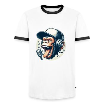 SING SING SING - Männer Kontrast-T-Shirt - Weiß/Schwarz - Vorne - AI Model Female 172 light (172cm) & AI Model Male 178 dark (178cm)