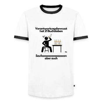 Verantwortungsbewusst hat 21 Buchstaben - Männer Kontrast-T-Shirt - Weiß/Schwarz - Vorne - AI Model Female 172 light (172cm) & AI Model Male 178 dark (178cm)