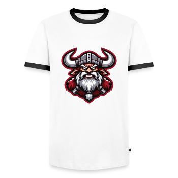 Vikings enragés avec des cornes de taureau - T-shirt contrasté Homme - blanc/noir - Devant - AI Model Female 172 light (172cm) & AI Model Male 178 dark (178cm)