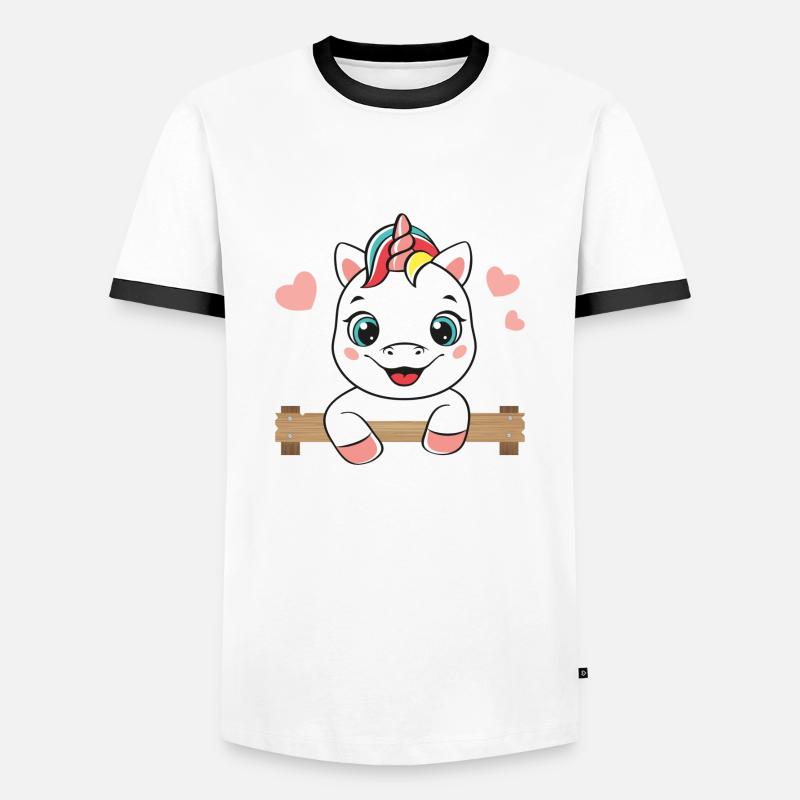 Fröhliches Einhorn - Männer Kontrast-T-Shirt - Weiß/Schwarz