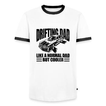 Driftender Vater: Cooler als ein Normaler Vater - Männer Kontrast-T-Shirt - Weiß/Schwarz - Vorne - AI Model Female 172 light (172cm) & AI Model Male 178 dark (178cm)