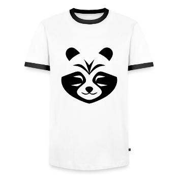 Panda-Kopf - Männer Kontrast-T-Shirt - Weiß/Schwarz - Vorne - AI Model Female 172 light (172cm) & AI Model Male 178 dark (178cm)