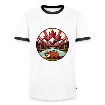 Canada Bieber 3 - T-shirt contrasté Homme - blanc/noir - Devant - AI Model Female 172 light (172cm) & AI Model Male 178 dark (178cm)
