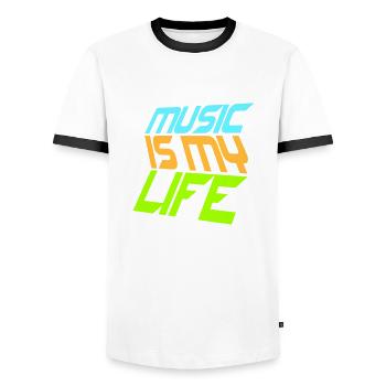 Music Is My Life Musik Ist Mein Leben Liebe Spruch - Men's Ringer Shirt - white/black - Front - AI Model Female 172 light (172cm) & AI Model Male 178 dark (178cm)
