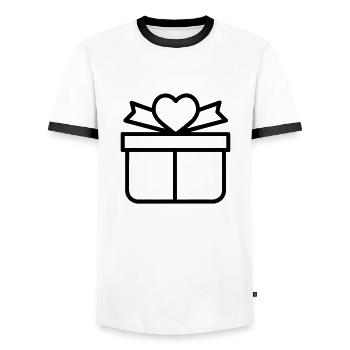 Kleine Geschenkbox - Männer Kontrast-T-Shirt - Weiß/Schwarz - Vorne - AI Model Female 172 light (172cm) & AI Model Male 178 dark (178cm)