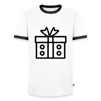 Kleine Geschenkbox - Männer Kontrast-T-Shirt - Weiß/Schwarz - Vorne - AI Model Female 172 light (172cm) & AI Model Male 178 dark (178cm)