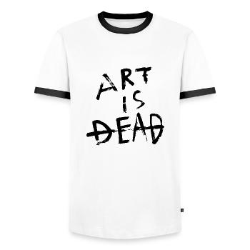 Art is dead - Black - Men's Ringer Shirt - white/black - Front - AI Model Female 172 light (172cm) & AI Model Male 178 dark (178cm)