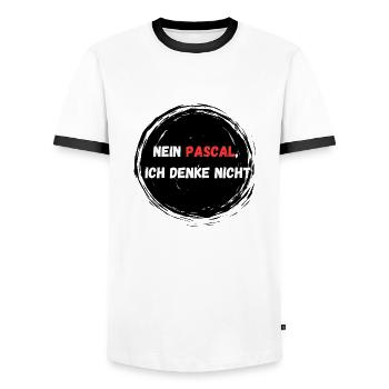 Nein Pascal ich denke nicht I Tiktok Spruch - Männer Kontrast-T-Shirt - Weiß/Schwarz - Vorne - AI Model Female 172 light (172cm) & AI Model Male 178 dark (178cm)