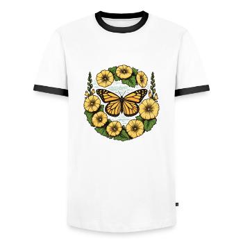 Papillon monarque - T-shirt contrasté Homme - blanc/noir - Devant - AI Model Female 172 light (172cm) & AI Model Male 178 dark (178cm)