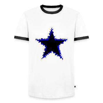 STAR 2 - Männer Kontrast-T-Shirt - Weiß/Schwarz - Vorne - AI Model Female 172 light (172cm) & AI Model Male 178 dark (178cm)