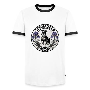 Schnauzer Mama - Männer Kontrast-T-Shirt - Weiß/Schwarz - Vorne - AI Model Female 172 light (172cm) & AI Model Male 178 dark (178cm)