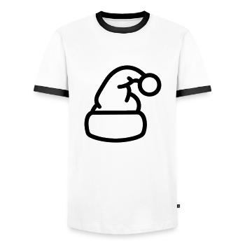 bonnet de noel - T-shirt contrasté Homme - blanc/noir - Devant - AI Model Female 172 light (172cm) & AI Model Male 178 dark (178cm)