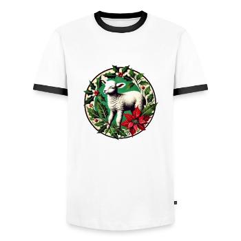 Weihnachtsschaf - Männer Kontrast-T-Shirt - Weiß/Schwarz - Vorne - AI Model Female 172 light (172cm) & AI Model Male 178 dark (178cm)