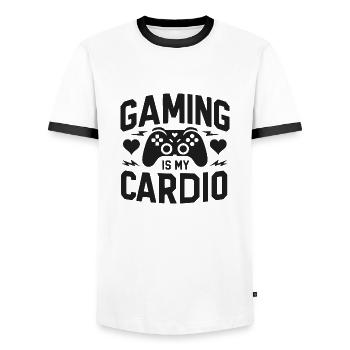 Gaming is My Cardio - Men's Ringer Shirt - white/black - Front - AI Model Female 172 light (172cm) & AI Model Male 178 dark (178cm)