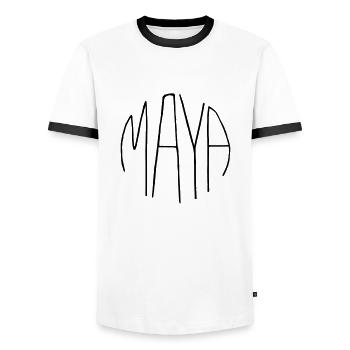 Maya - Männer Kontrast-T-Shirt - Weiß/Schwarz - Vorne - AI Model Female 172 light (172cm) & AI Model Male 178 dark (178cm)