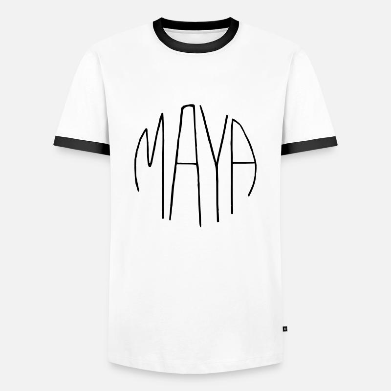 Maya - Männer Kontrast-T-Shirt - Weiß/Schwarz