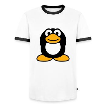 Penguin hear nothing, numb hands cover ears - Men's Ringer Shirt - white/black - Front - AI Model Female 172 light (172cm) & AI Model Male 178 dark (178cm)