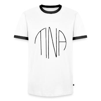 Tina - Men's Ringer Shirt - white/black - Front - AI Model Female 172 light (172cm) & AI Model Male 178 dark (178cm)