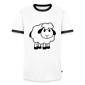 Sheep Baby Stands Cute Cute Lamb Child Cool Comic - Men's Ringer Shirt - white/black - Front - AI Model Female 172 light (172cm) & AI Model Male 178 dark (178cm)