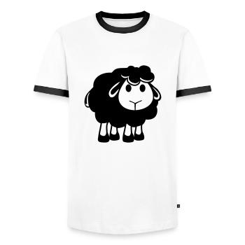 Black Sheep Small Cute Cute Lamb Cool Comic - Men's Ringer Shirt - white/black - Front - AI Model Female 172 light (172cm) & AI Model Male 178 dark (178cm)
