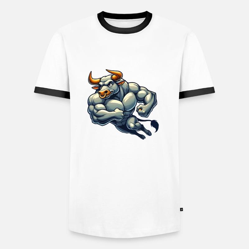 stier comic - Männer Kontrast-T-Shirt - Weiß/Schwarz