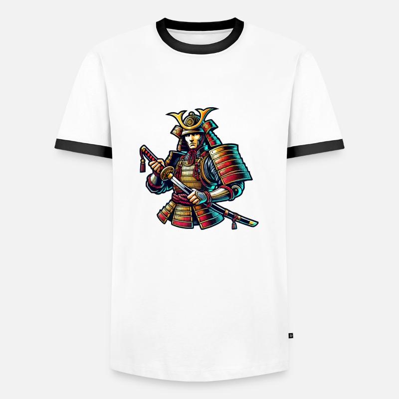 samurai - Männer Kontrast-T-Shirt - Weiß/Schwarz