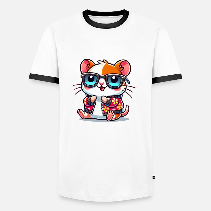 hamster comic cool - Men's Ringer Shirt - white/black