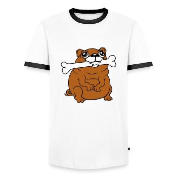 Carlin Chien Os Bouche FaimYummy Happy Cool - T-shirt contrasté Homme - blanc/noir - Devant - AI Model Female 172 light (172cm) & AI Model Male 178 dark (178cm)
