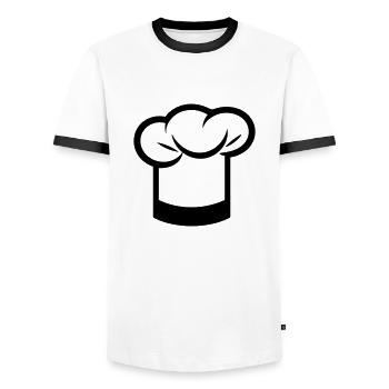 Toque Chef de cuisine - T-shirt contrasté Homme - blanc/noir - Devant - AI Model Female 172 light (172cm) & AI Model Male 178 dark (178cm)